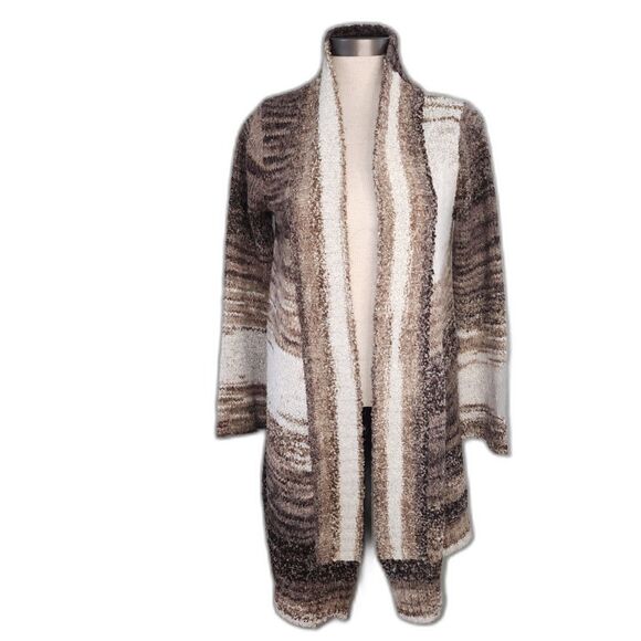 Prana Brown & White Wool Blend Cardigan Sweater Size XS - Picture 1 of 6